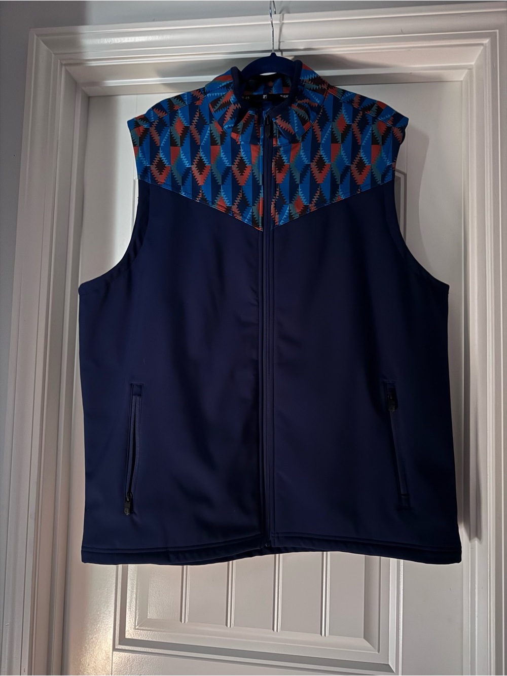 Men's Rank 45 Navy Softshell Vest with Geometric Yoke